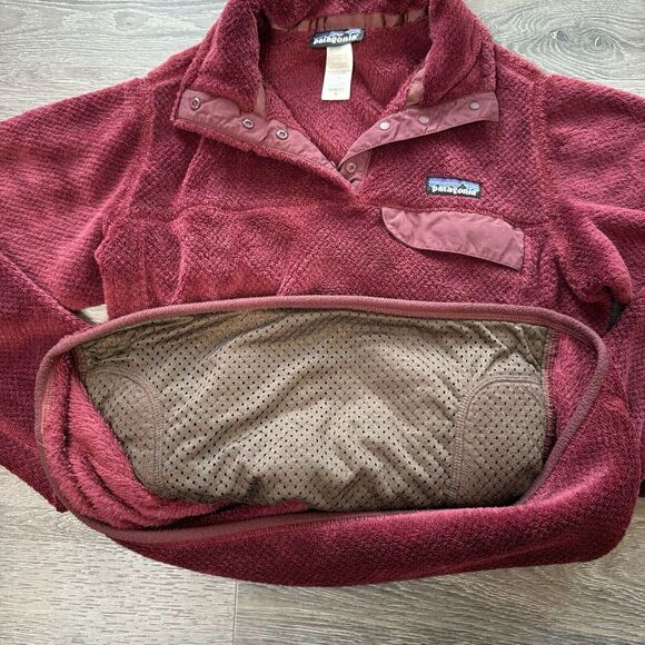 Patagonia Women's Re-Tool Snap-T Size Medium Pullover Red Polartec Fleece - Picture 5 of 6